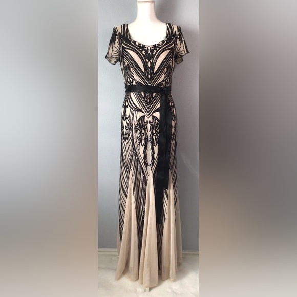 R & M Richards Women's Metallic Floral Print Sleeveless Gown - Macy's